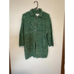 CJ Banks Women's Green Button-Up Knit Sweater Size 1X